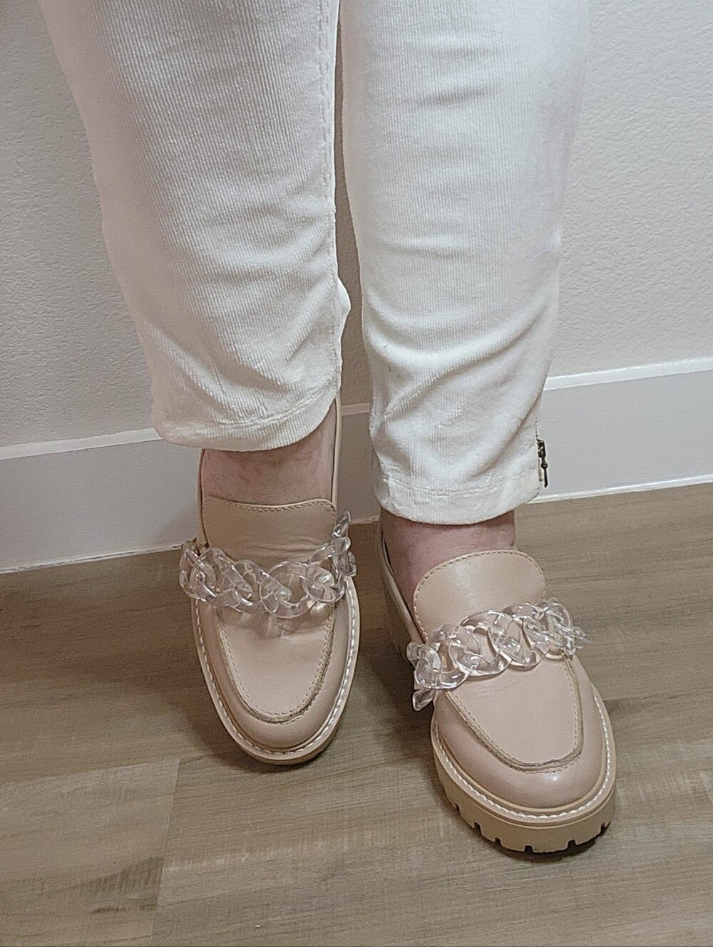 New Dolce Vita "Haris" Chunky Leather Loafers In Blush/Cream Size 6.5 US NWOT